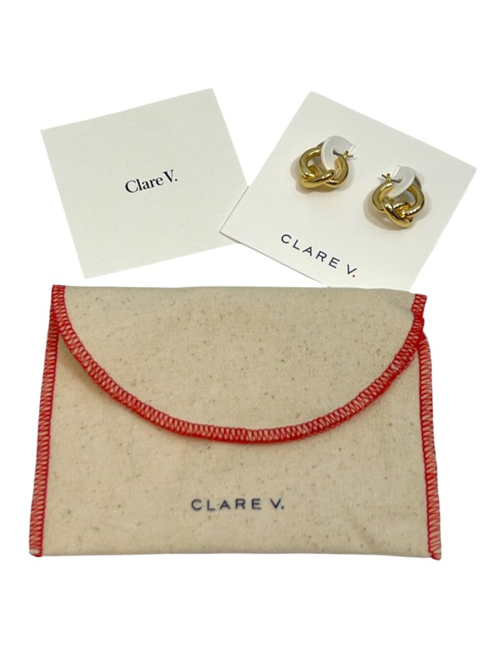 Clare V Le Knot Hoop 14k Gold Plated Brass Earrings New $75